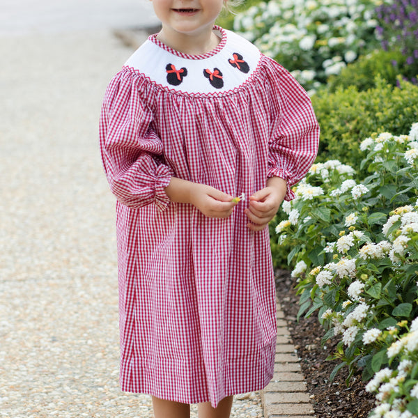 Mouse Adventures Smocked Bishop Dress, Red