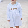 Pups and Paws Pima Embroidered Dress, Blue