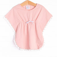 Pom Pom Trim Swim Cover Up, Pink