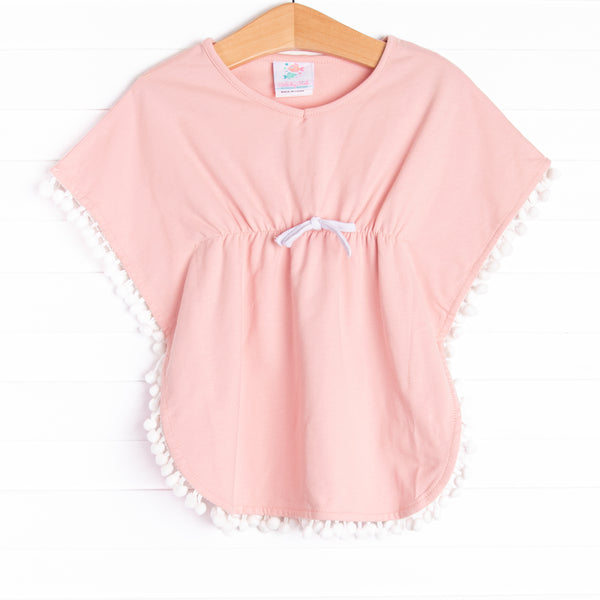 Pom Pom Trim Swim Cover Up, Pink