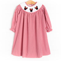 Mouse Adventures Smocked Bishop Dress, Red