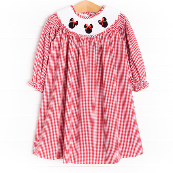 Mouse Adventures Smocked Bishop Dress, Red