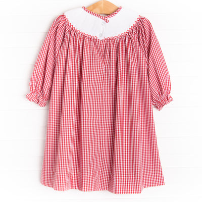 Mouse Adventures Smocked Bishop Dress, Red