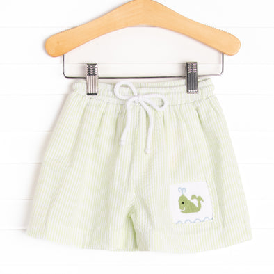Out to Sea Smocked Swim Trunks, Green