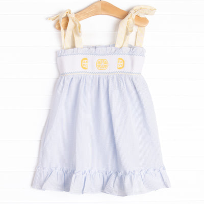 Lemon Slice Smocked Dress, Blue