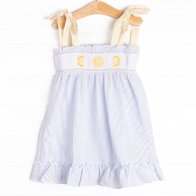 Lemon Slice Smocked Dress, Blue