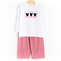Mouse Adventures Smocked Pant Set, Red