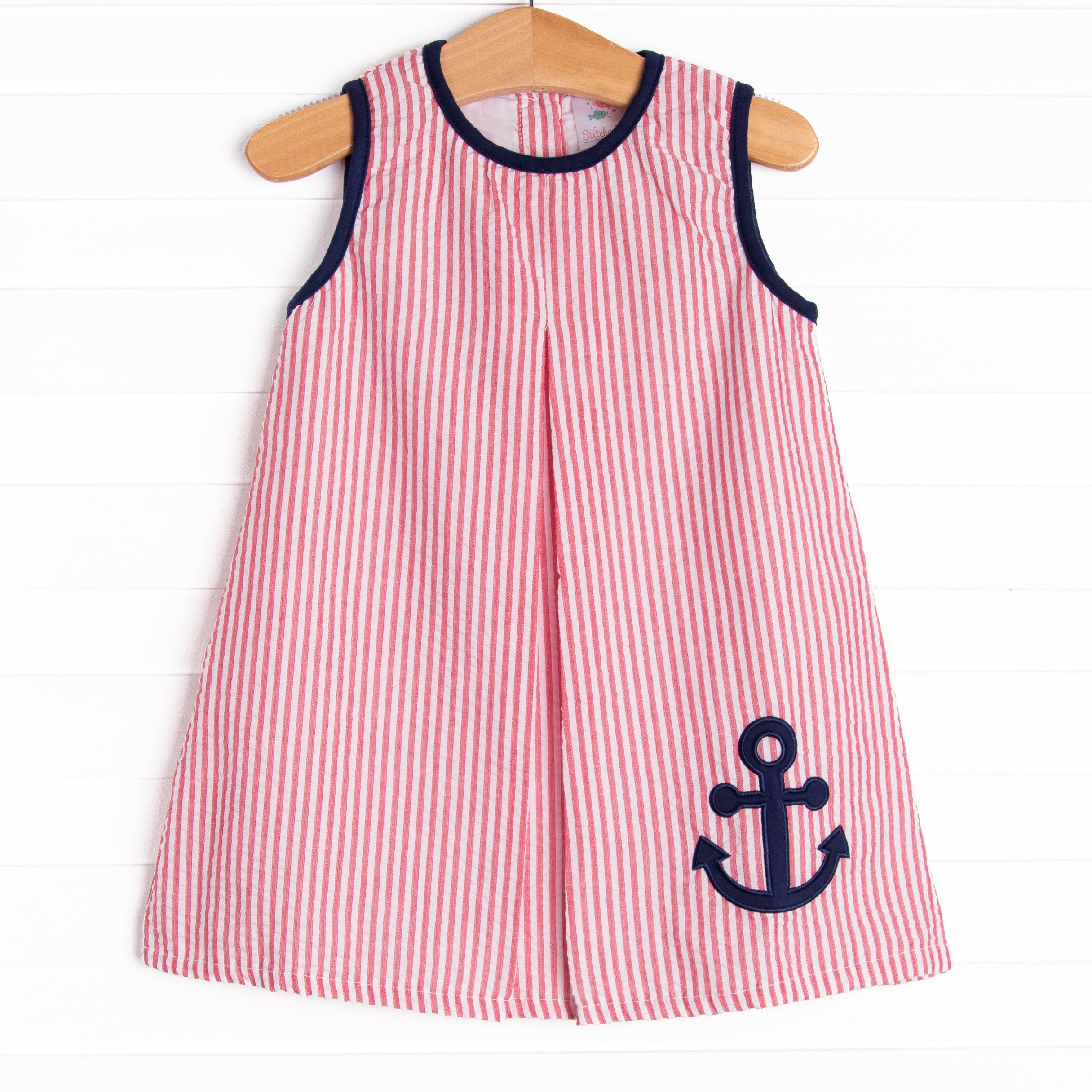 Girl's Ancho Ashore Applique Dress in Red size 10 | Stitchy Fish Girl's Ancho Ashore Applique Dress in Red size 10 | Stitchy Fish