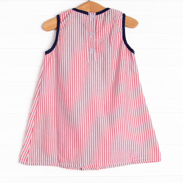 Anchored Ashore Applique Dress, Red