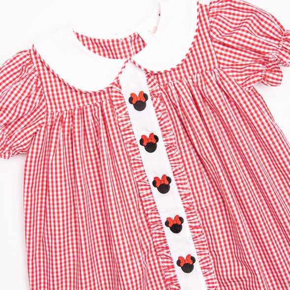Mouse Adventures Embroidered Dress, Red