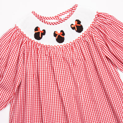 Mouse Adventures Smocked Bishop Dress, Red