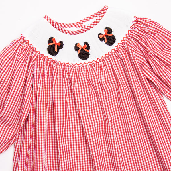 Mouse Adventures Smocked Bishop Dress, Red