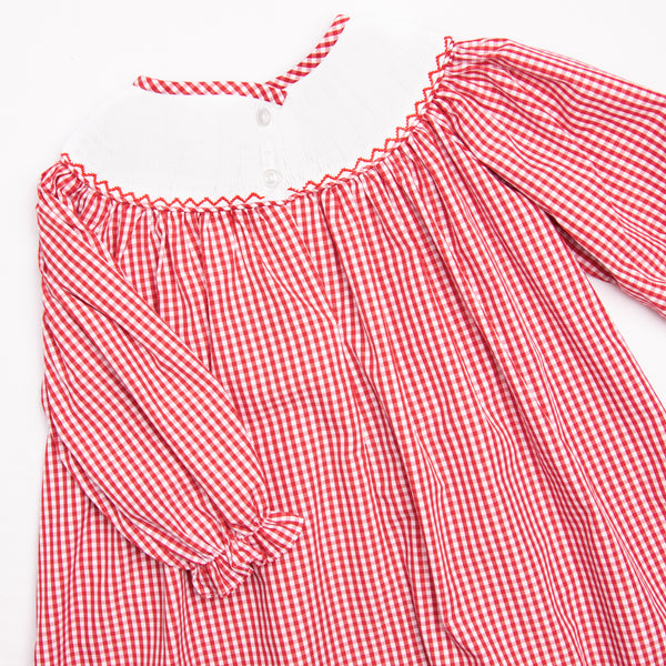 Mouse Adventures Smocked Bishop Dress, Red