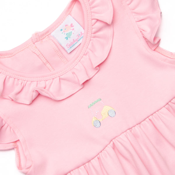 Putting Around Pima Embroidered Dress, Pink