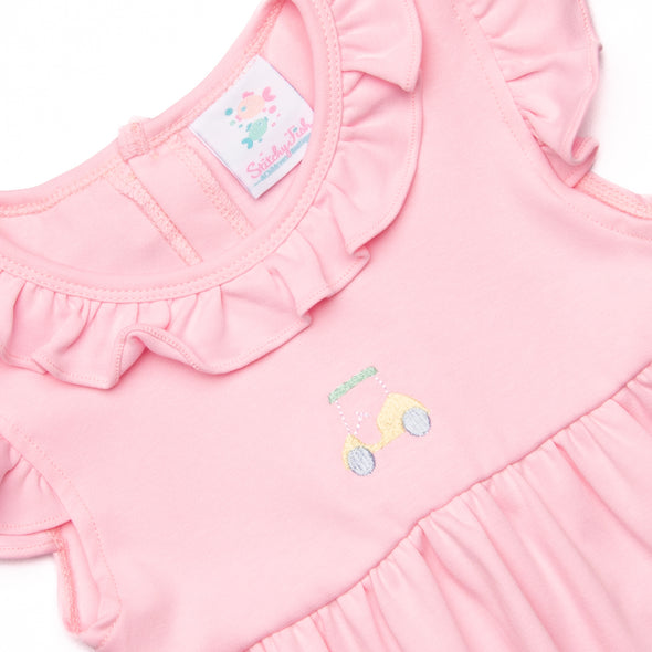 Putting Around Pima Embroidered Dress, Pink