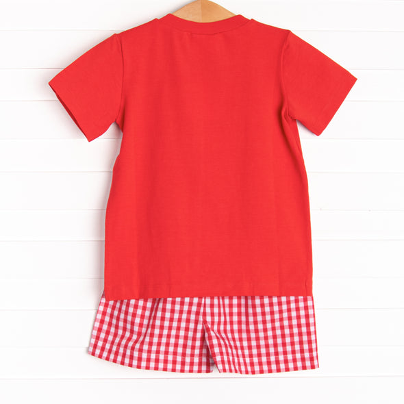 Mousin' Around Smocked Short Set, Red