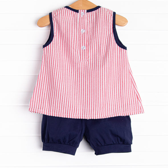 Anchored Ashore Applique Bloomer Set, Red
