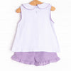 Tulip Tiers Embroidered Ruffle Short Set, Purple