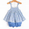 Budapest Blues Smocked Bloomer Set, Blue