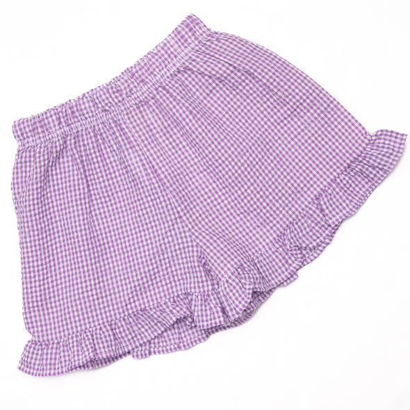 Tulip Tiers Embroidered Ruffle Short Set, Purple