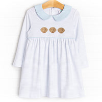 Pups and Paws Pima Embroidered Dress, Blue