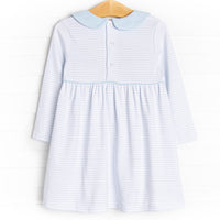 Pups and Paws Pima Embroidered Dress, Blue