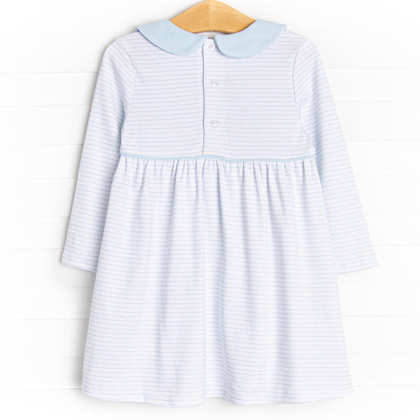 Pups and Paws Pima Embroidered Dress, Blue