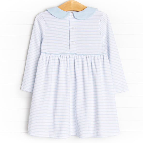 Pups and Paws Pima Embroidered Dress, Blue