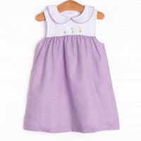 Tulip Tiers Embroidered Dress, Purple