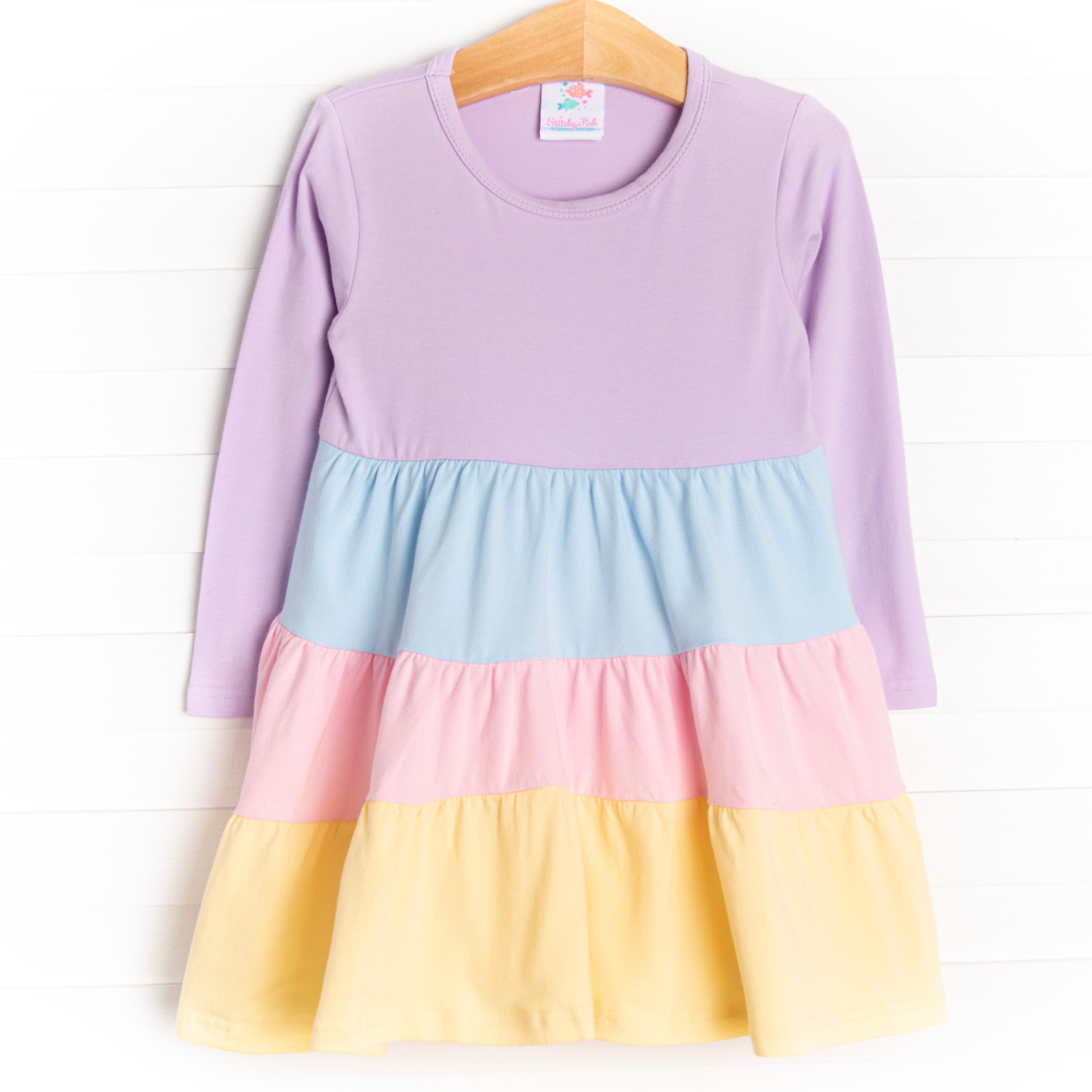 Girl's Color Me Cute Long Sleeve Dress in Purple size 6 Girl's Color Me Cute Long Sleeve Dress in Purple size 6