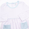 Ella Long Sleeve Pima Dress, Purple Stripe