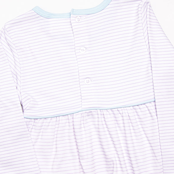 Ella Long Sleeve Pima Dress, Purple Stripe