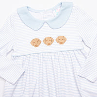 Pups and Paws Pima Embroidered Dress, Blue