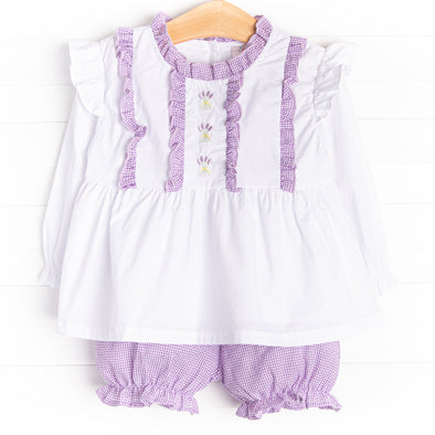 Lavender Bundles Embroidered Bloomer Set, White