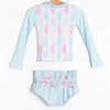 Seahorse Shuffle Long Sleeve Rash Guard Bikini, Green