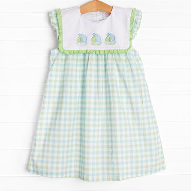 Sailor Shores Applique Dress, Green