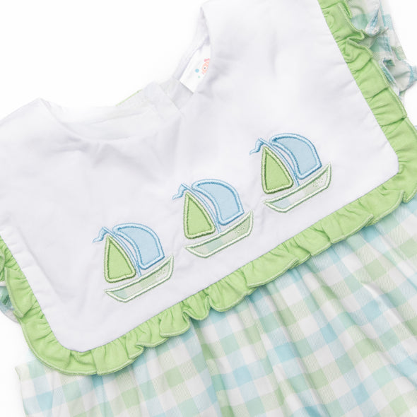 Sailor Shores Applique Dress, Green