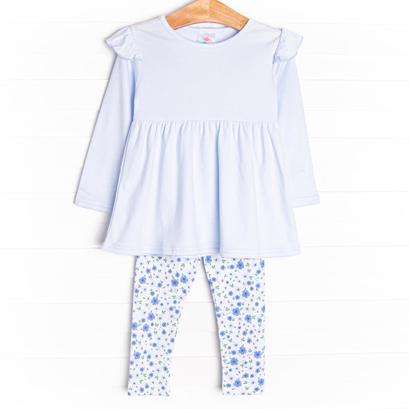 Pale Blooms Legging Set, Blue