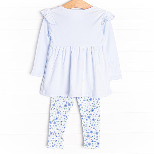 Pale Blooms Legging Set, Blue