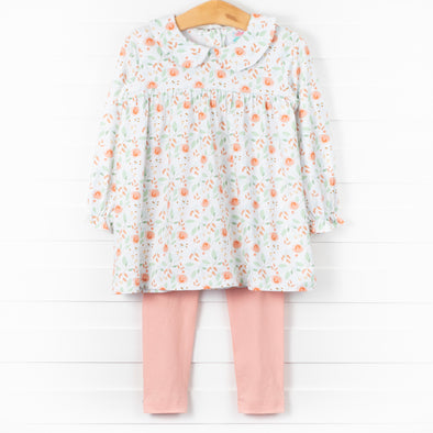 Peachy Peony Legging Set, Orange
