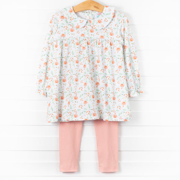 Peachy Peony Legging Set, Orange