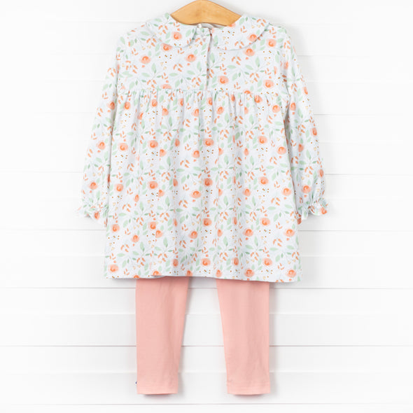 Peachy Peony Legging Set, Orange