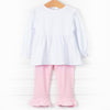 Early Bird Applique Ruffle Pant Set, Pink