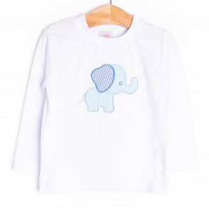 Ernie the Elephant Applique Top, White