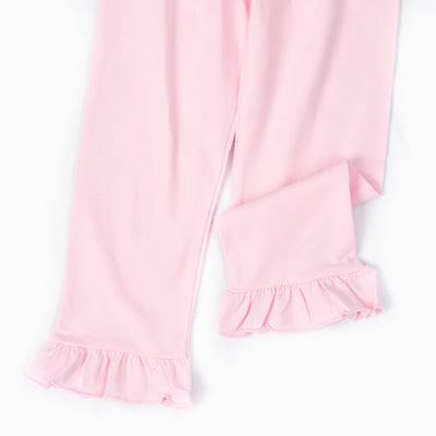Early Bird Applique Ruffle Pant Set, Pink