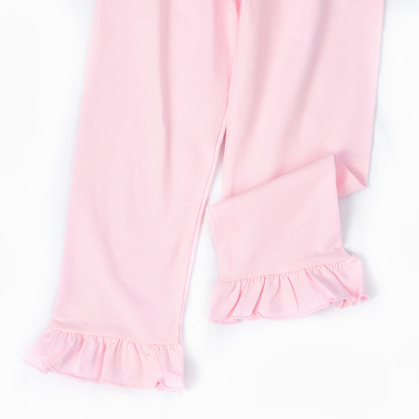 Early Bird Applique Ruffle Pant Set, Pink