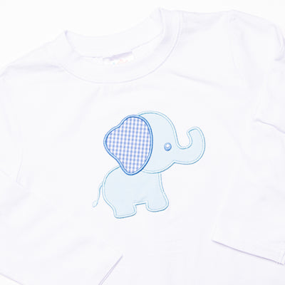 Ernie the Elephant Applique Top, White