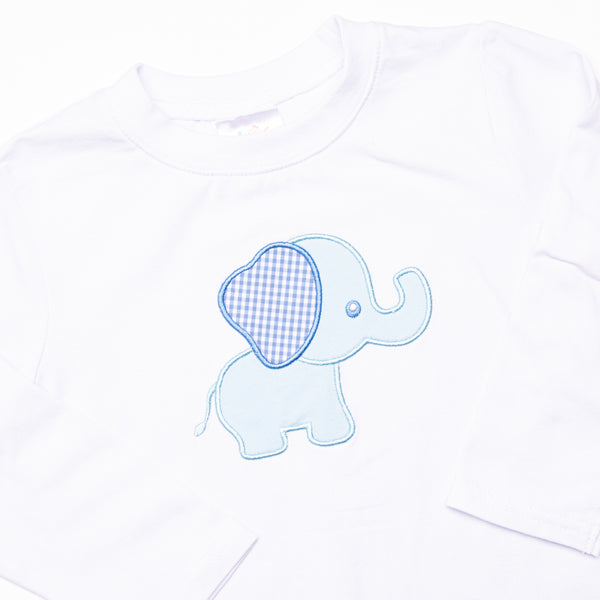 Ernie the Elephant Applique Top, White
