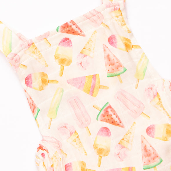 Frozen Treats Muslin Sunsuit, Pink