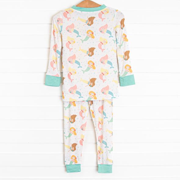 Flippers and Friends Bamboo Pajama Set, Green